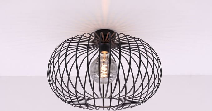 Plafondlamp - zwart metaal - 50cm