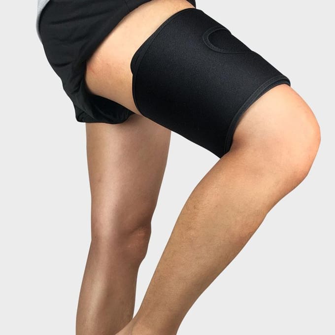 Tcare Support de Cuisse Réglable Quadriceps Wraps de Cuisse Unisexe Respirant Antidérapant Manchon de Compression noir