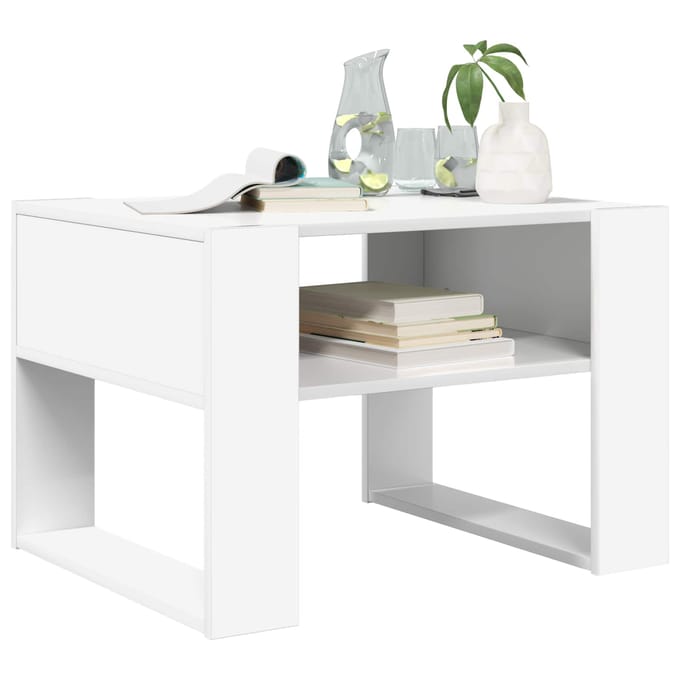 vidaXL - Salontafel - Wit - 66 - x - 53 - x - 45 - cm - Bewerkt - hout
