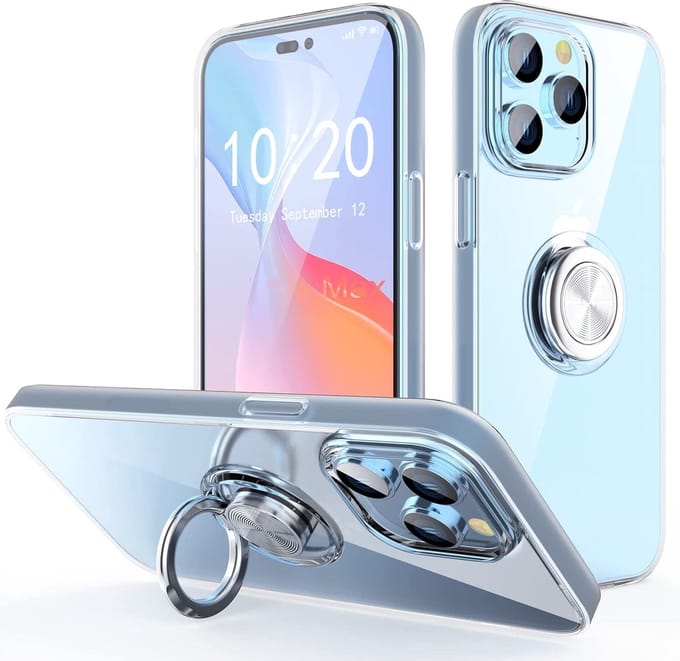 Hoesje Geschikt voor iPhone 14 Pro Max – Luxe Backcover met Ringhouder - Transparant