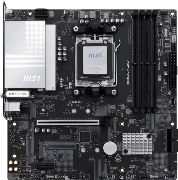 MSI PRO B840M-P WiFi6E | Socket AM5 | AMD B840 | 4xDDR5 | Micro ATX | Moederbord