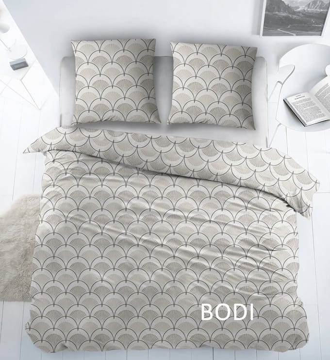 Sleepnight Dekbedovertrek Katoen Bodi - 140 x 200/220 cm + 1 kussensloop - [Rood,Taupe]