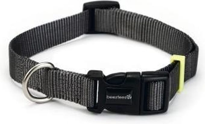 Beeztees nylon halsband uni donkergrijs 20-30 cm x 10 mm