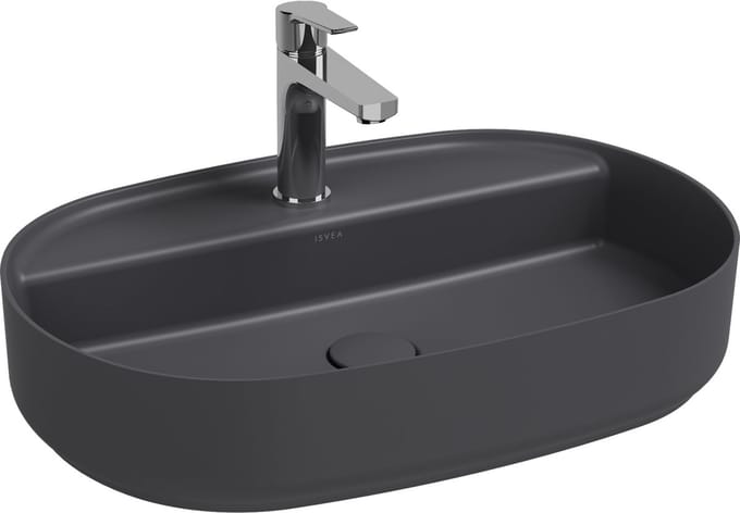 Isvea Infinity Oval Opbouwwastafel, 60x40cm, antraciet