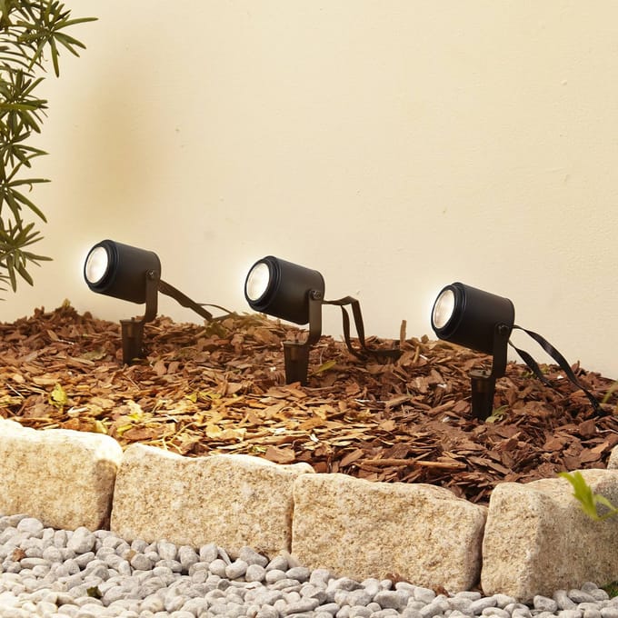 Lindby Smart LED-buitenspots Nymo, CCT, RGB, Tuya, set van 3
