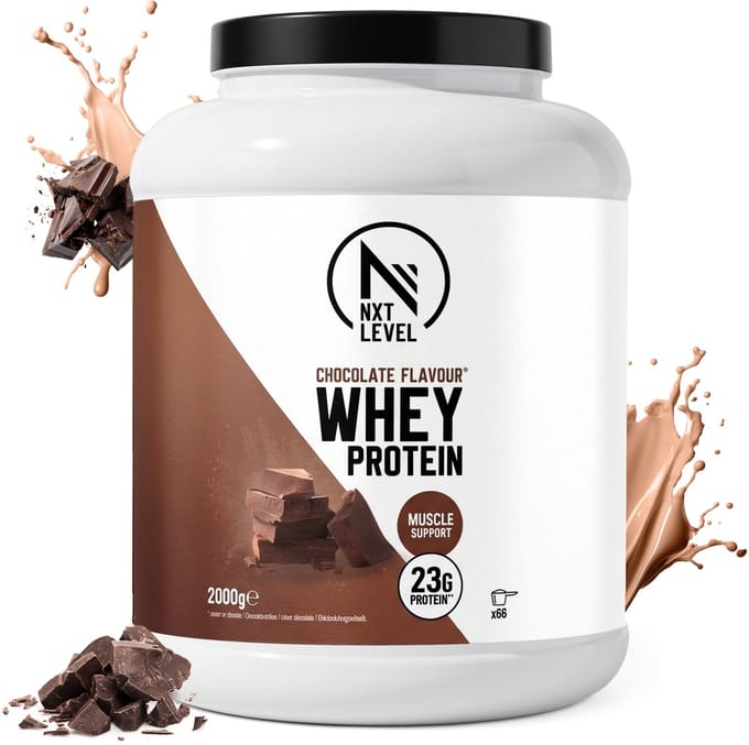 NXT Level - Whey Protein Powder - Eiwitpoeder met BCAA - Proteïne Poeder - Eiwitten - Voor Eiwit Shake - 66 Eiwitshakes - Chocolade 2KG