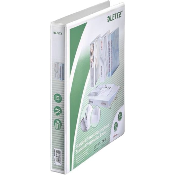 Leitz 42840001, A4, D-ring, Presentatie, Polypropyleen (PP), Wit, 250 vel