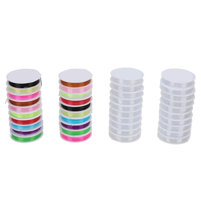 0.8mm Elastisch Stretchdraad 40 Rollen Elastisch Kralenkoord Transparant en Kleurrijk Kralenrijg voor white