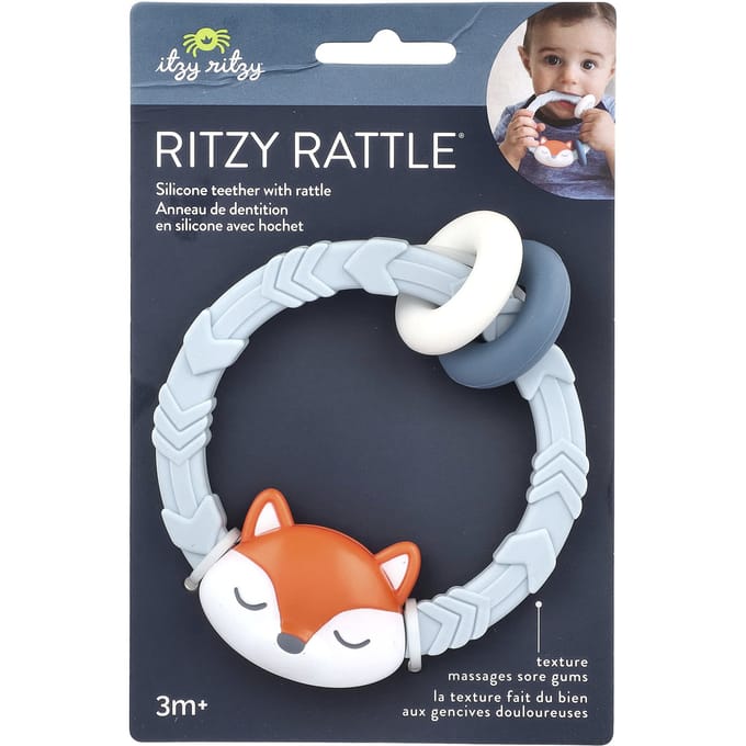Itzy Ritzy, Hochet Ritzy, hochet de dentition en silicone, 3 mois et plus, renard, 1 pièce white