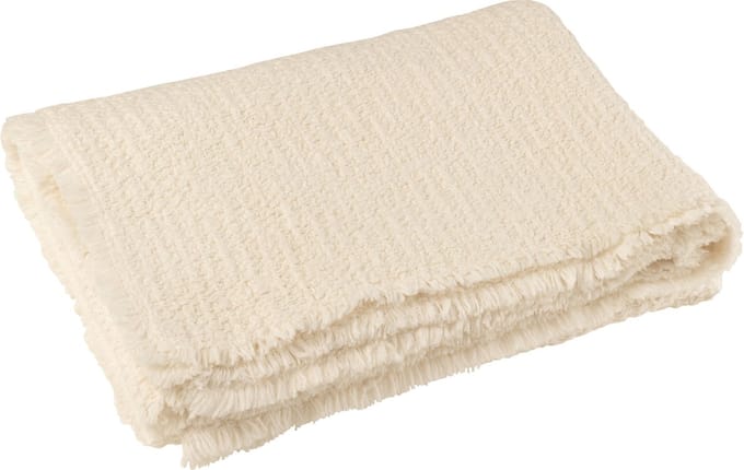 J-Line plaid Gerafelde Randen - katoen/polyester - wit - 180 x 130 cm