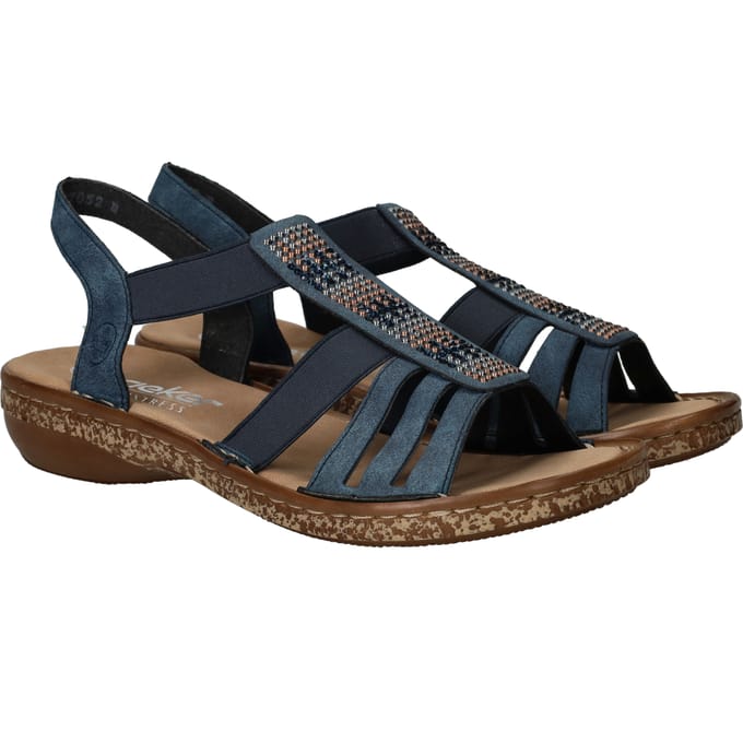 Rieker Sandalen Plat Sandalen Plat - Blauw - Maat 36