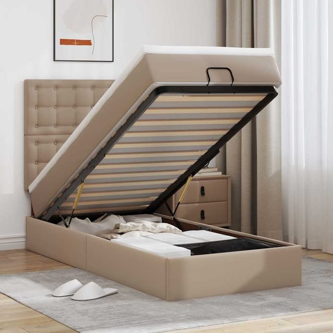 vidaXL - Ottoman - bed - met - matras - en - LED's - 80x200 - cm - kunstleer