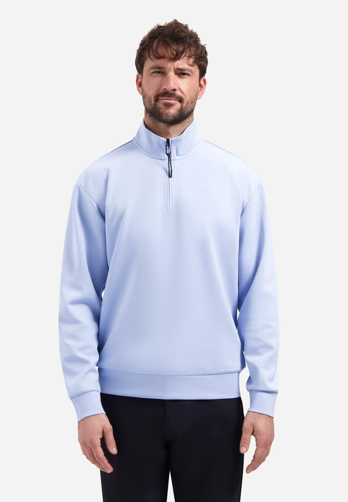No Excess Sweater half zip interlock blue