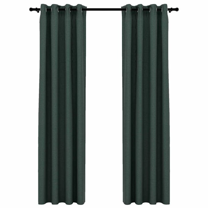 vidaXL - Gordijnen - linnen-look - verduisterend - ogen - 2 - st - 140x245 - cm - groen