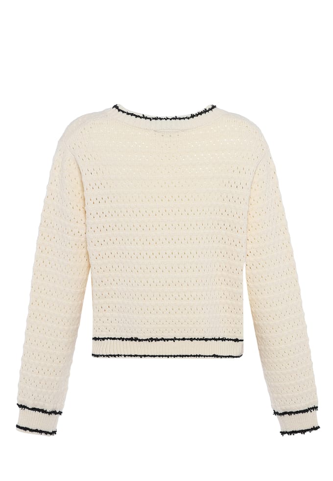 Faina Vest Dames wol wit zwart