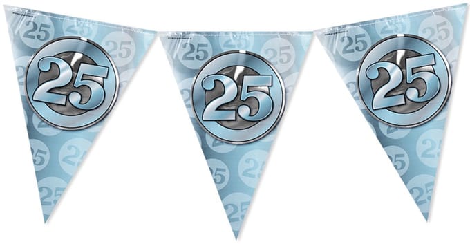 Vlaggenlijn 25 jaar getrouwd | Set á 6 stuks | 10 meter | Dubbelzijdig