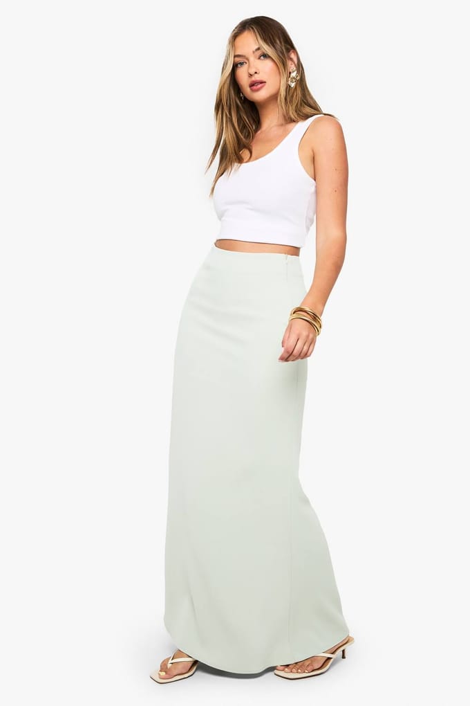boohoo Dames Geweven Slip Maxi Rok | Sage | Maat: 12