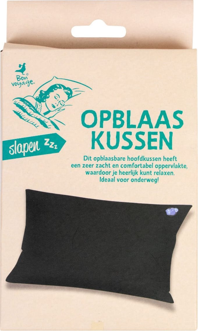 Opblaasbare kussen | Hoofdkussen | Zwart | Merk: Bon Voyage