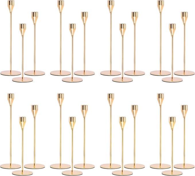 Omgoods - Set van 24 Gouden Kaarsenhouders voor Tafelgebruik