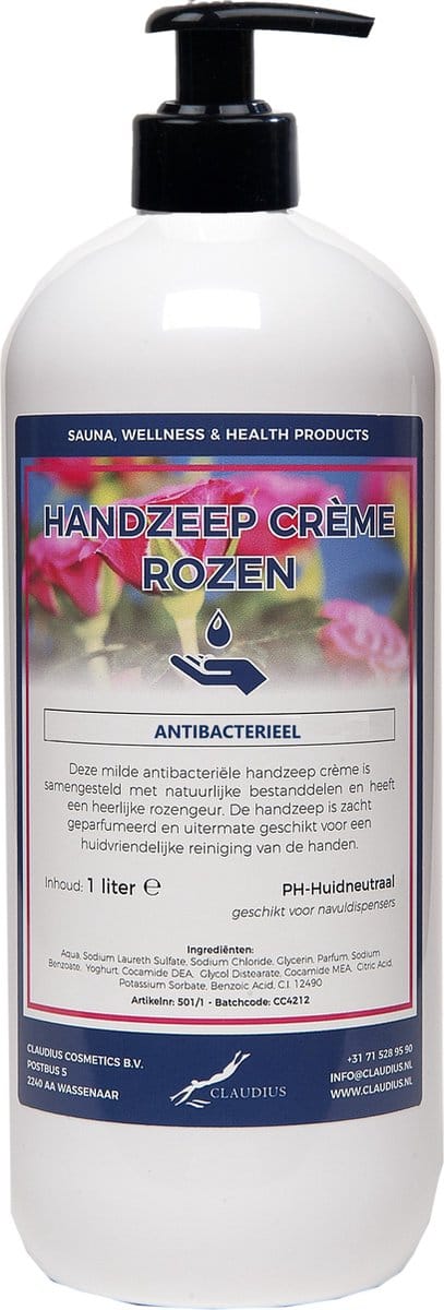 Handzeep Crème Rozen 1 liter - met gratis pomp
