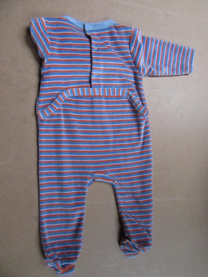 wiplala pyjama velour, streep blauw orange 6maand  68