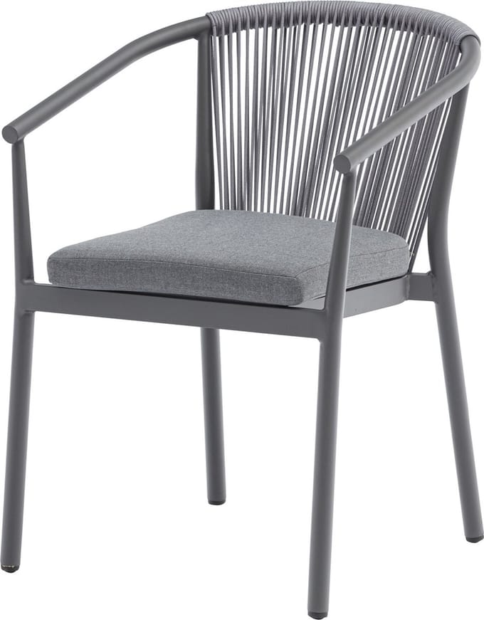 Apollo dining tuinstoel rope stapelbaar grijs
