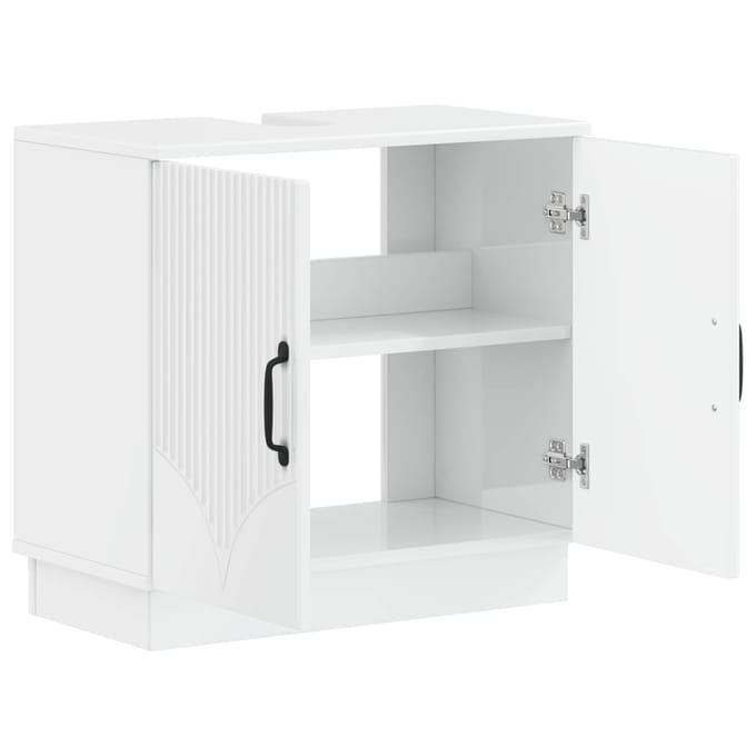 vidaXL - Wastafel - kabinet - voor - de - badkamer - HOORN - Hoogglans - Wit