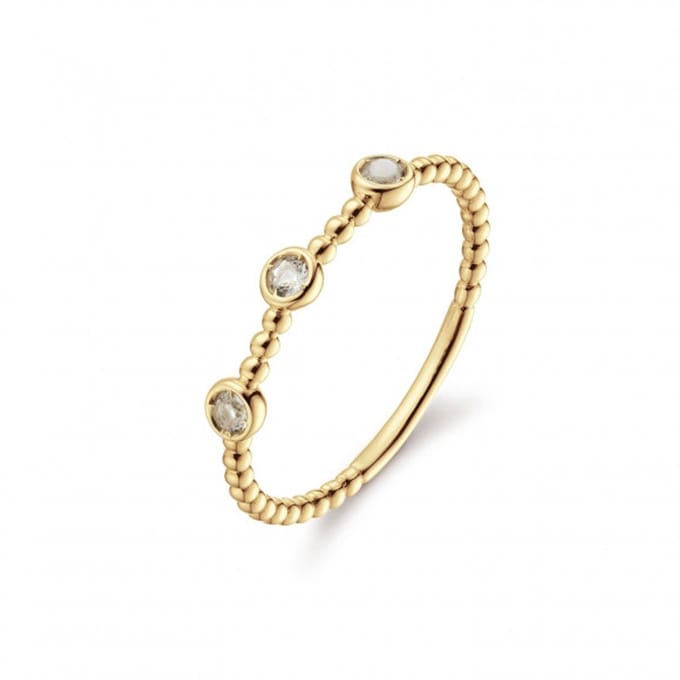 Jackie Triple White Topaz Ring 14 Karaat Goud 54