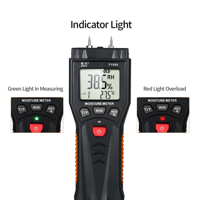 FUYI Digitale Vochtmeter Detector Hout Vochtmeter Hout Vochtmeter met 7 modi LCD
