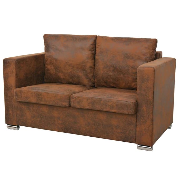 vidaXL - Bankenset - kunst - suède - leer - 3-delig