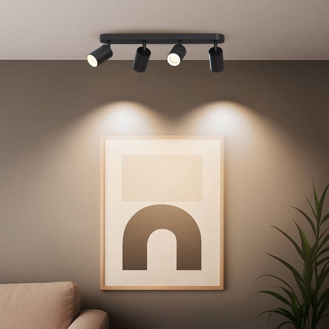 Calex Plafondlamp - 4-Lichts - Opbouwspot - Ovaal - Zwart - Goud