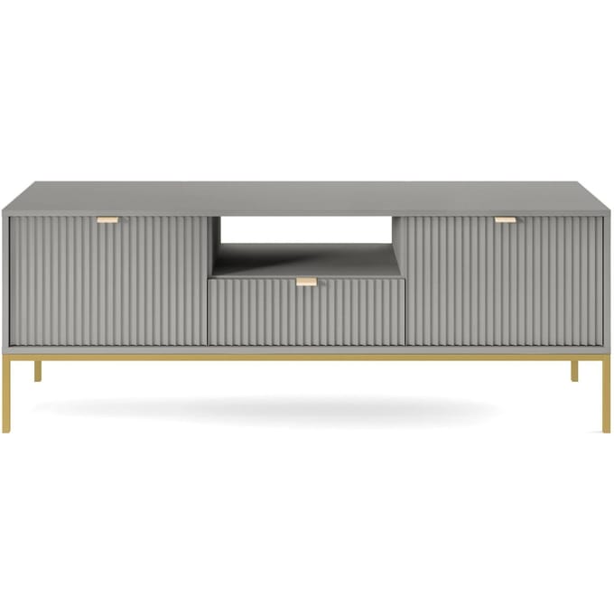 Selsey Vellore - RTV kast 154 cm - grijs met geribbelde fronten en gouden frame