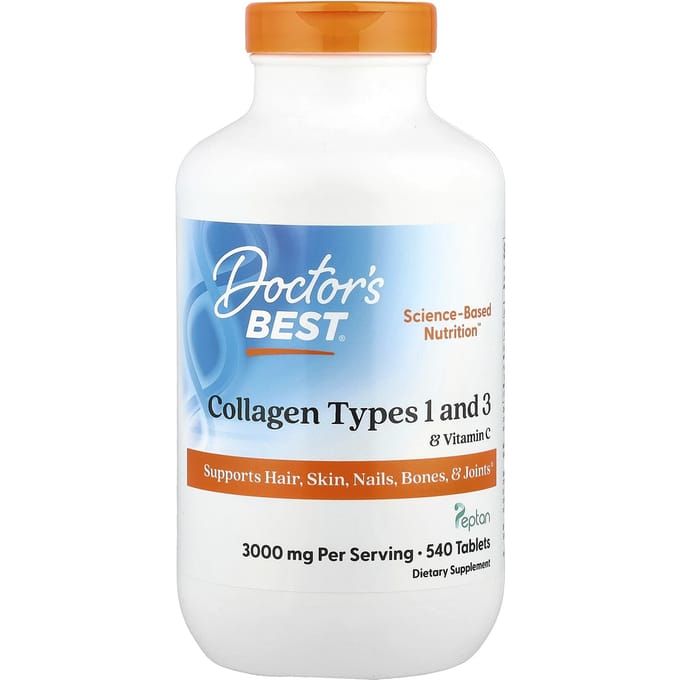 Doctor's Best, Collageen Type 1 & 3 & Vitamine C, 540 tabletten