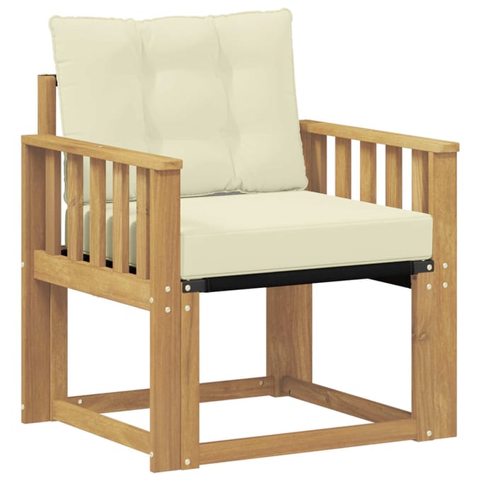 vidaXL - Buitensofa - Massief - Acaciahout - en - Textilene - Wit