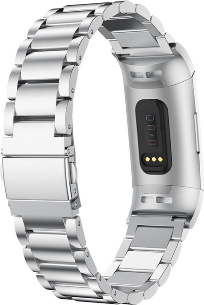 Stalen bandje - RVS - geschikt voor Fitbit Charge 3 / Charge 4 - zilver