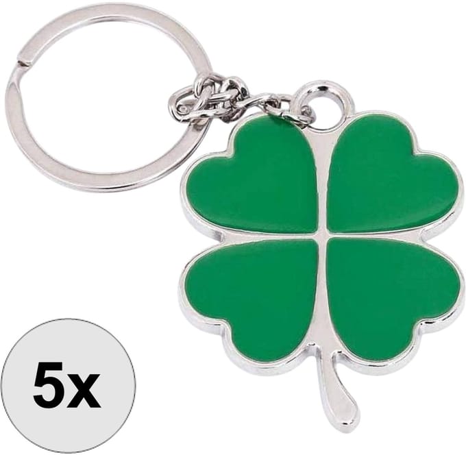 Fako Bijoux - 5x Klavertje Vier Sleutelhanger - Groen