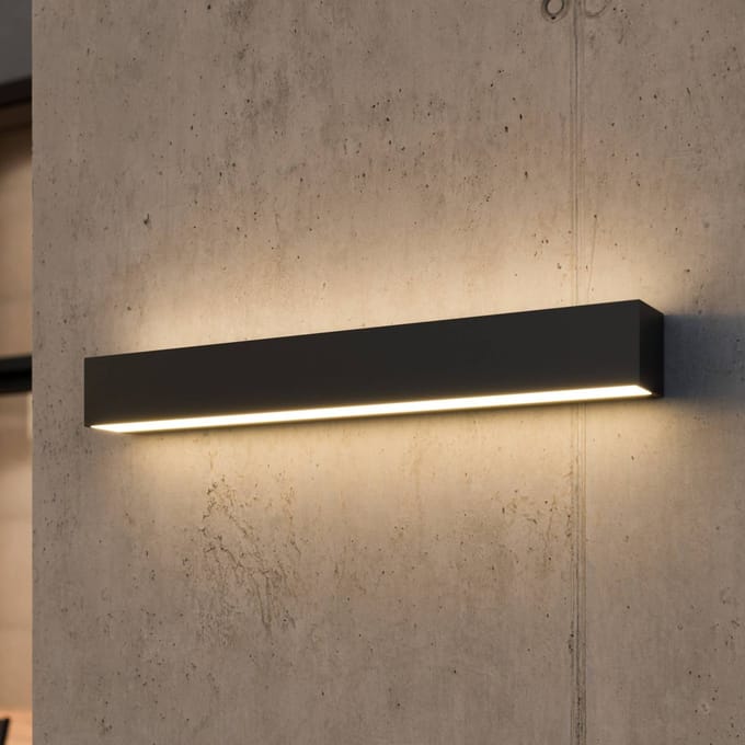 Lucande LED wandlamp Lengo, 50 cm antraciet, up/down 3000 K