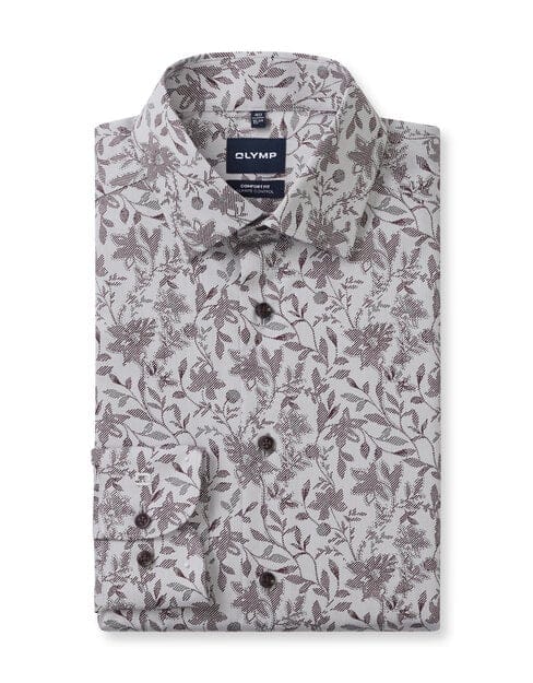 OLYMP Luxor 24/Seven Overhemd, Comfort Fit, New Kent, Zilvergrijs