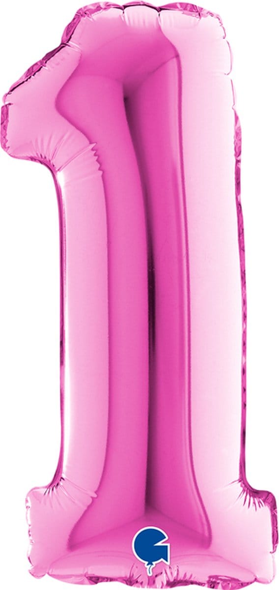 Tom Folieballon Cijfer 1 Junior 35 Cm Fuchsia