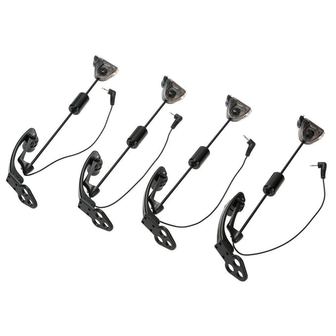 4 stuks LED-visserswingersset Visbeetindicator Illuminator Karpervisgerei met draagtas zwart