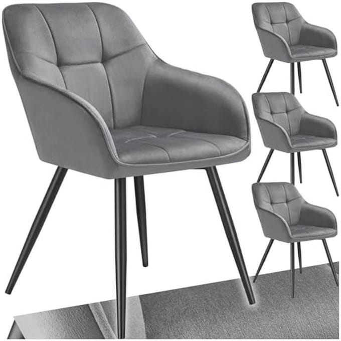 Gestoffeerde Eetkamerstoelen - Fluweeloptiek - Gecapitonneerd - Set van Stoelen in Diverse Kleuren