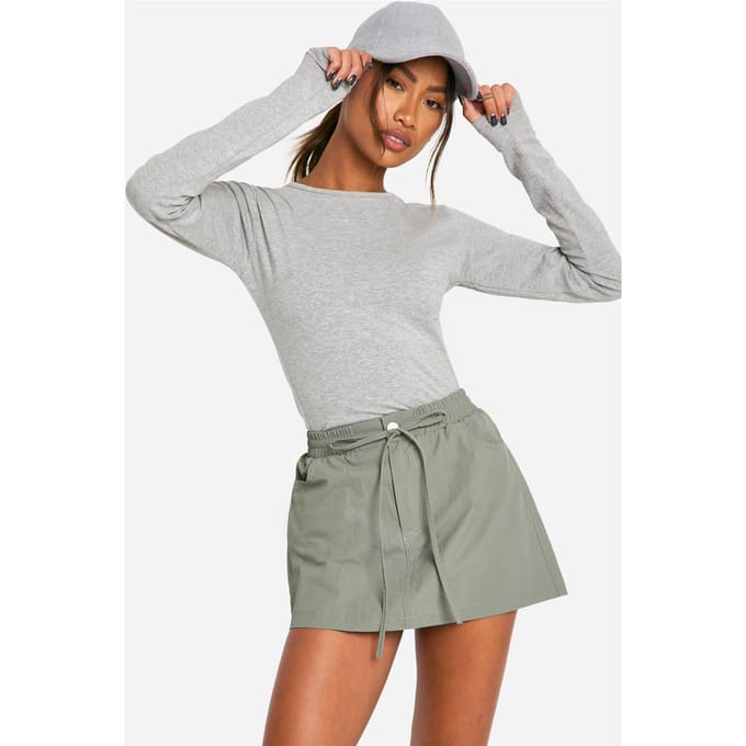 boohoo Dames Micro Mini Rok | Kaki | Maat: 36