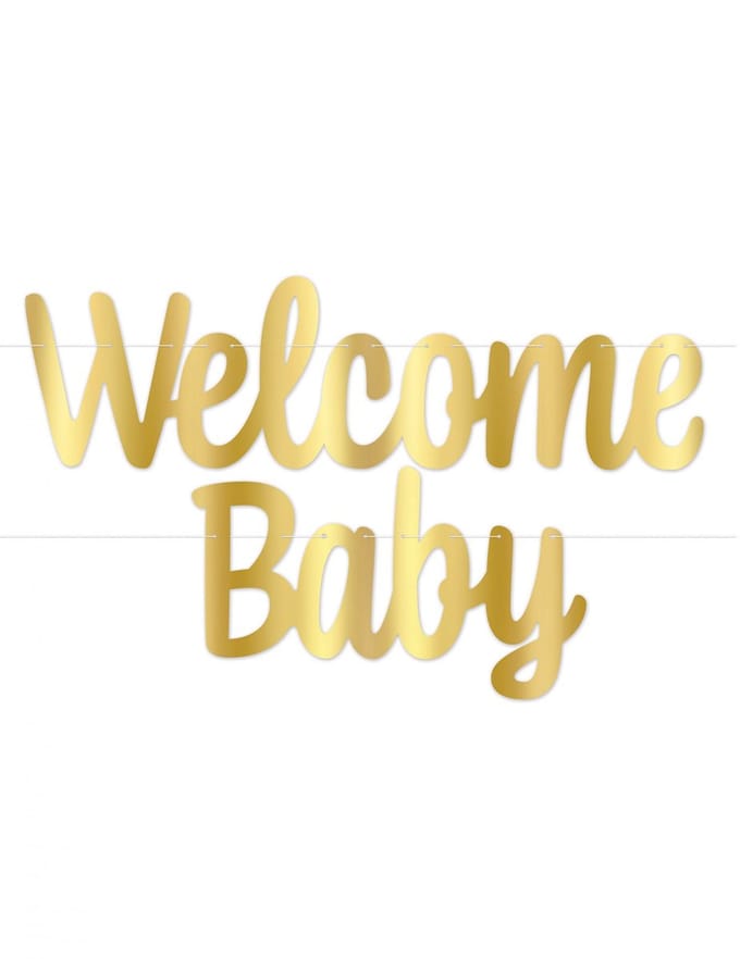 360 DEGREES - Gouden "Welcome Baby" kartonnen slinger voor babyshower