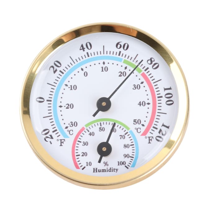 Mini wijzertype thermometer hygrometer binnentemperatuur vochtigheidsmeter meter white