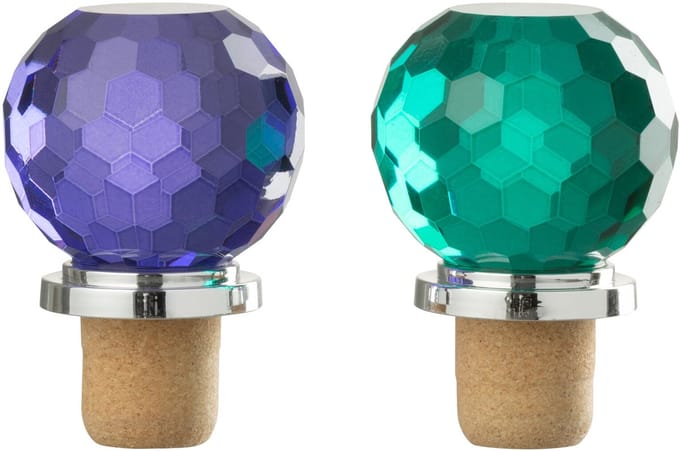 J-Line flessenstop Bal - glas - mix - 2 stuks