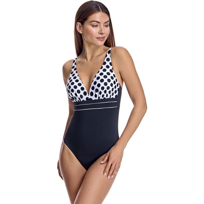 V-hals badpak met cups W250374 Dames