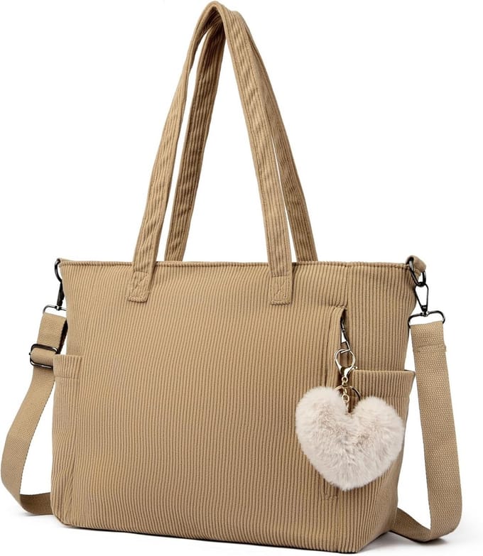 Dames Schoudertas Corduroy Shopper Tas Groot Handtas Werk Winkel Casual