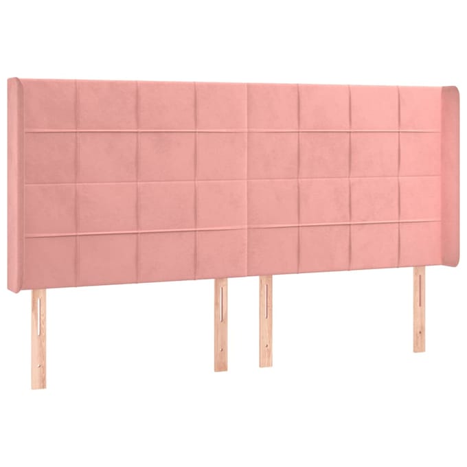 vidaXL - Hoofdbord - LED - 203x16x118/128 - cm - fluweel - roze