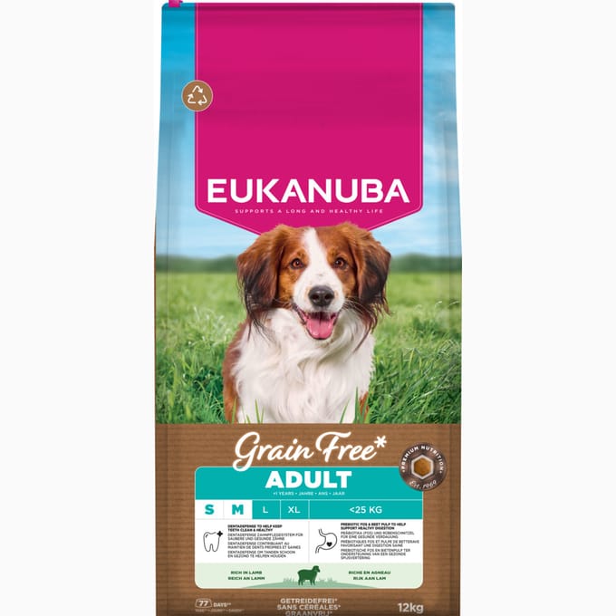 Eukanuba Hondenvoer Droog Grain Free Adult Small/Medium Lam - 12 kg