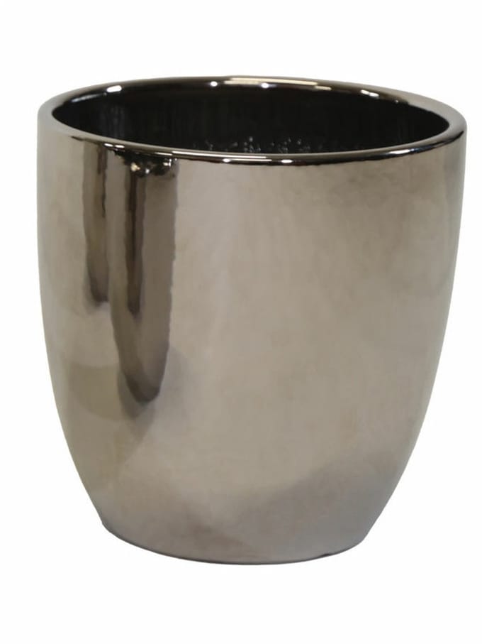 Mega Collections Bloempot Emperor - rond - zilver - D25 x H25 cm - glans